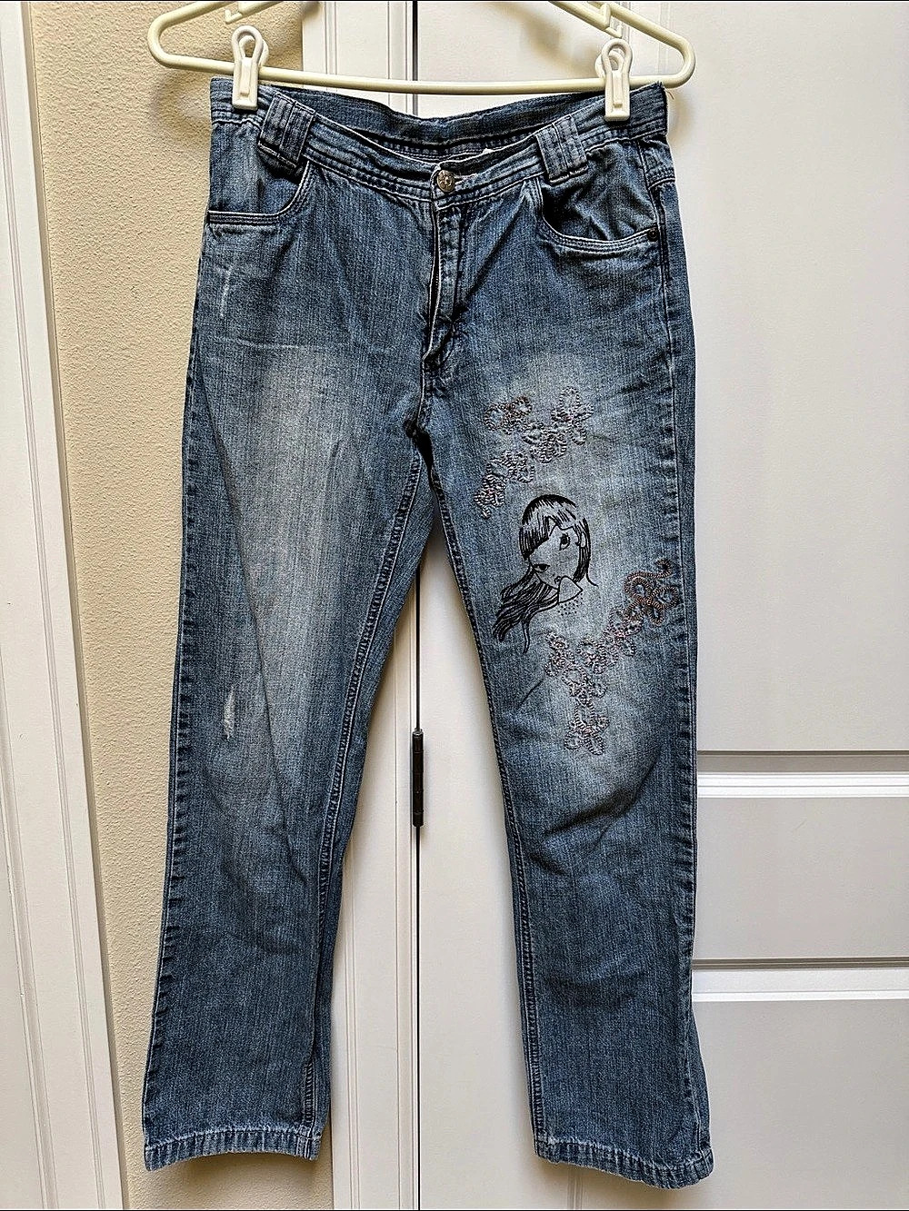Phenom Girls’ Embroidered Jeans Size 13-14Y Blue